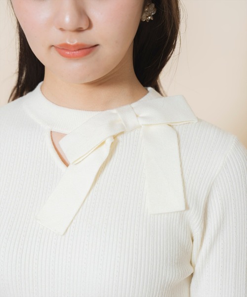 WILLSELECTION(ウィルセレクション)の「アシメリボンプルオーバー(ニット/セーター・レディース・ホワイト系その他/ブラック/オフホワイト・FREE)」の15枚目の写真