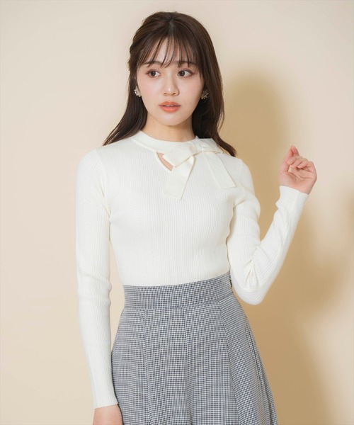 WILLSELECTION(ウィルセレクション)の「アシメリボンプルオーバー(ニット/セーター・レディース・ホワイト系その他/ブラック/オフホワイト・FREE)」の5枚目の写真