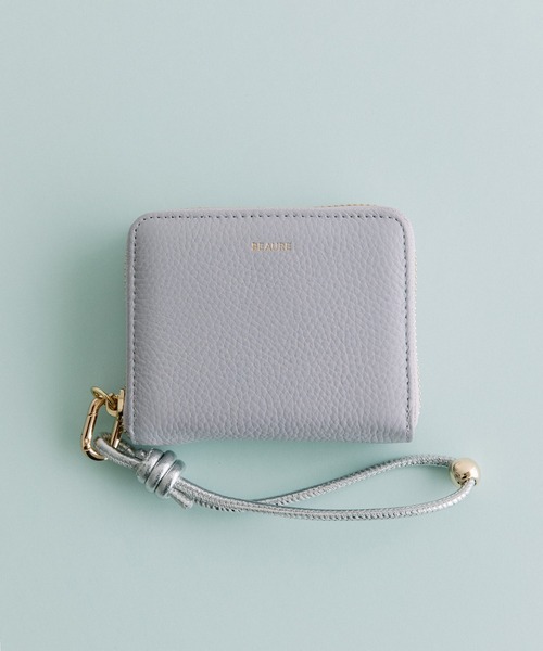 Beau're（ヴュレ）の「BEAURE ヴュレ カウレザー ハンドストラップ 付き バイカラー ラウンド ミニ ウォレット（財布・レディース・グレイッシュベージュ/ピンクベージュ/シルバー/ブラック/アイボリー/ペールイエロー/ゴールド/ブルー/ライラック・FREE）」の5枚目の写真