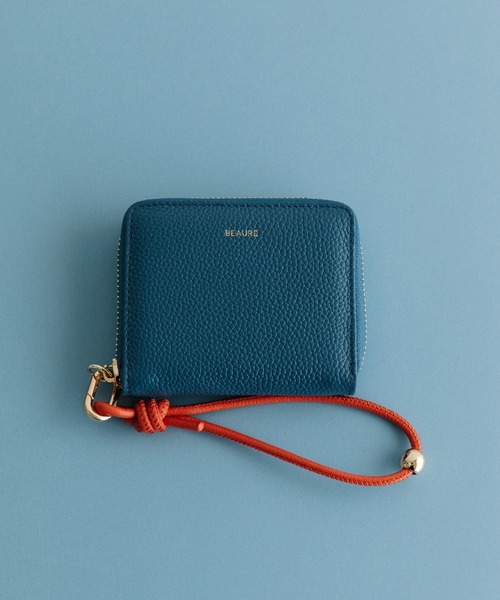 BEAUREヴュレ ハンドストラップ付バイカラーラウンドミニウォレット☆ミニ財布 Beau're 財布 BEAURE ヴュレ カウレザー ハンドストラップ付き