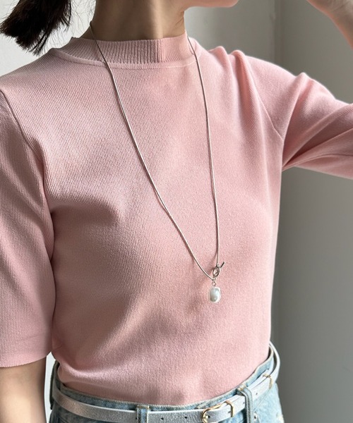 DouDou(ドゥドゥ)の「パールパーツスラッシュネックレス(ネックレス・レディース・シルバー/ゴールド・FREE)」の1枚目の写真