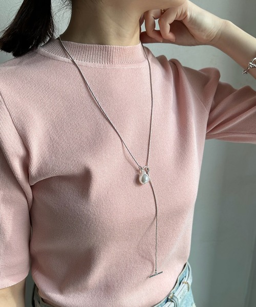 DouDou(ドゥドゥ)の「パールパーツスラッシュネックレス(ネックレス・レディース・シルバー/ゴールド・FREE)」の10枚目の写真