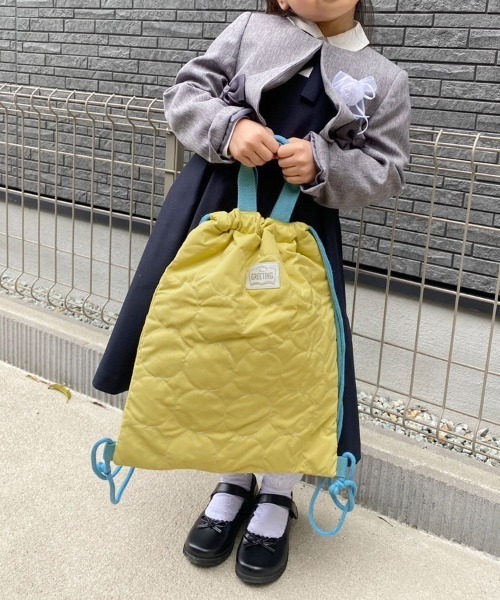 DONOBAN（ドノバン）の「キッズ キルティングナップサック（エコバッグ/サブバッグ・キッズ・スモークピンク/ネイビー/ミント/イエロー・ONESIZE）」の3枚目の写真