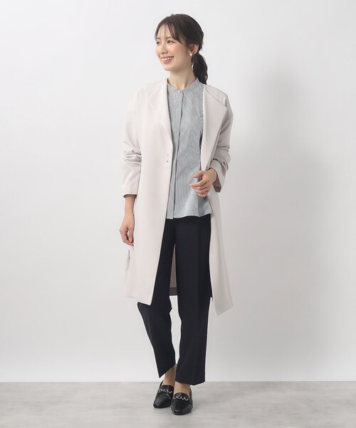 index（インデックス）の「◆ベルト付き ノーカラーコート【洗える/ストレッチ/イージーアイロン/防シワ】（ノーカラーコート・レディース・ライトオレンジ系/ナチュラル/ネイビー・36/38/40/42）」の21枚目の写真