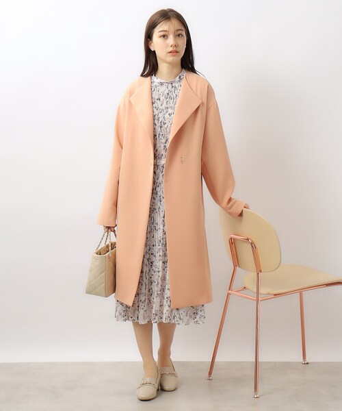 index（インデックス）の「◆ベルト付き ノーカラーコート【洗える/ストレッチ/イージーアイロン/防シワ】（ノーカラーコート・レディース・ライトオレンジ系/ナチュラル/ネイビー・36/38/40/42）」の14枚目の写真