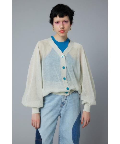 HeRIN.CYE（ヘリンドットサイ）の「SUKASHI knit cardigan　スカシニットカーディガン（カーディガン/ボレロ・レディース・ブラック/ライトグレー/ピンク/イエロー・FREE）」の2枚目の写真