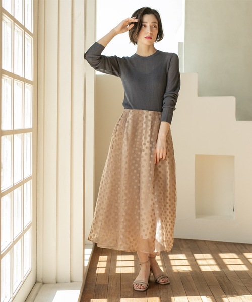 OPAQUE.CLIP(オペークドットクリップ)の「◆シアーリブニット【洗濯機洗い可/抗ピリング】(ニット/セーター・レディース・グリーン/ブラック/チャコールグレー/オフホワイト・38/40)」の13枚目の写真