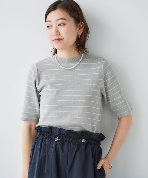 le.coeur blanc（ルクールブラン）の「5分袖ボーダーニットプルオーバー（ニット/セーター・レディース・ホワイト系その他/ブラック系その他/ブルー系その他4/グレー系その他・38）」の3枚目の写真