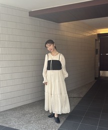 I_am | satin tiered long ops / サテンティアードロングワンピース(ワンピース)