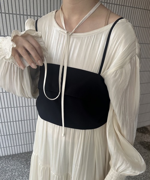 I_am（アイアム）の「satin tiered long ops / サテンティアードロングワンピース（ワンピース・レディース・ブラック/ピンク/アイボリー・FREE）」の10枚目の写真