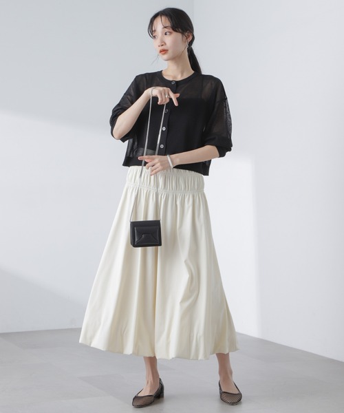 NANO universe（ナノユニバース）の「クロップドシアーニットカーディガン（カーディガン/ボレロ・レディース・ブラック/ホワイト/ピンク・FREE）」の13枚目の写真