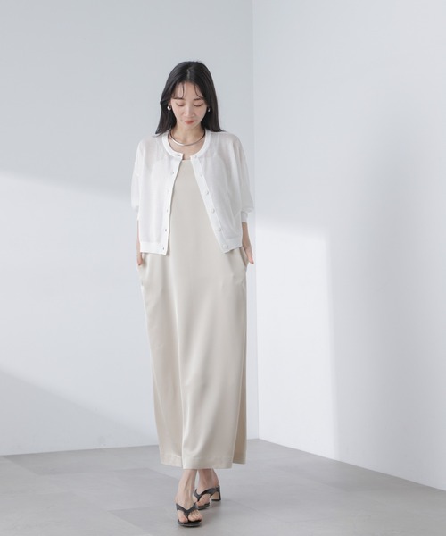 NANO universe（ナノユニバース）の「クロップドシアーニットカーディガン（カーディガン/ボレロ・レディース・ブラック/ホワイト/ピンク・FREE）」の19枚目の写真