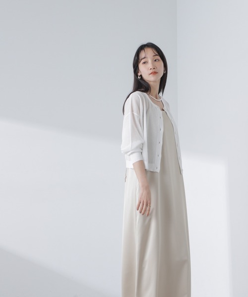 NANO universe（ナノユニバース）の「クロップドシアーニットカーディガン（カーディガン/ボレロ・レディース・ブラック/ホワイト/ピンク・FREE）」の20枚目の写真