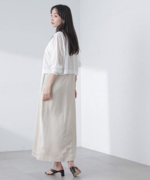 NANO universe（ナノユニバース）の「クロップドシアーニットカーディガン（カーディガン/ボレロ・レディース・ブラック/ホワイト/ピンク・FREE）」の21枚目の写真