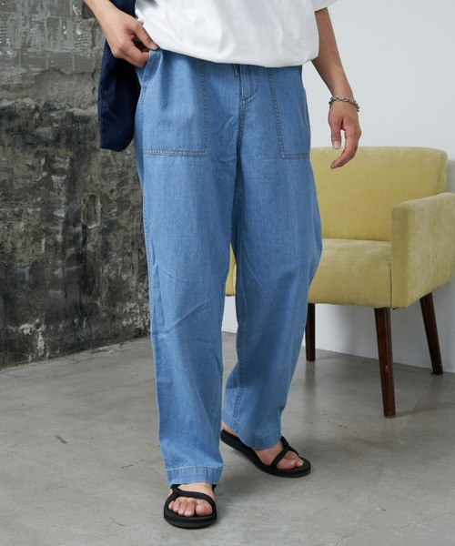 CIAOPANIC TYPY（チャオパニックティピー）の「綿麻デニムベーカーイージーパンツ（デニムパンツ・メンズ・ネイビー/サックスブルー/グレー・SMALL/MEDIUM/LARGE）」の3枚目の写真