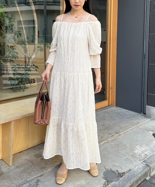 one after another NICE CLAUP（ワンアフターアナザーナイスクラップ）の「ティアードワンピース【WEB限定アイテム】（ワンピース・レディース・ブラック/ホワイト系その他/アイボリー・SMALL/MEDIUM）」の17枚目の写真