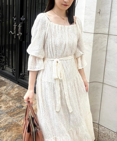 one after another NICE CLAUP（ワンアフターアナザーナイスクラップ）の「ティアードワンピース【WEB限定アイテム】（ワンピース・レディース・ブラック/ホワイト系その他/アイボリー・SMALL/MEDIUM）」の6枚目の写真
