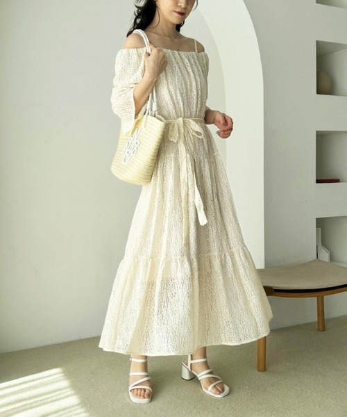 one after another NICE CLAUP（ワンアフターアナザーナイスクラップ）の「ティアードワンピース【WEB限定アイテム】（ワンピース・レディース・ブラック/ホワイト系その他/アイボリー・SMALL/MEDIUM）」の4枚目の写真