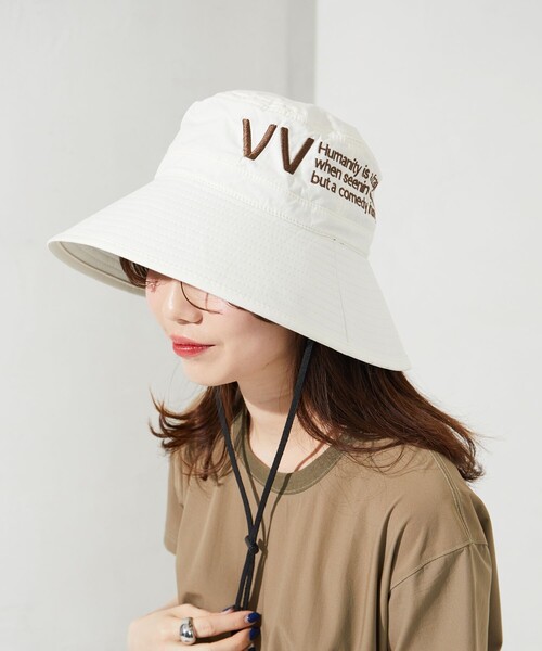 FREAK'S STORE（フリークスストア）の「限定展開　VAUDEVILLE/ボードビル　VV ロゴ バケットハット（ハット・レディース・ブラック/オリーブ/ホワイト・ﾌﾘ-）」の4枚目の写真