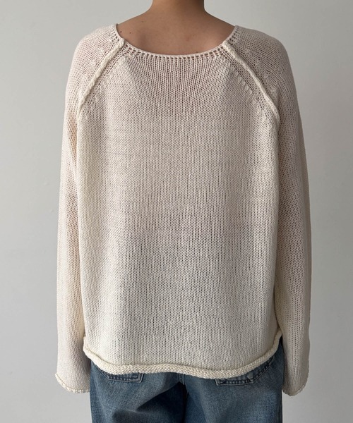 CANAL JEAN（キャナルジーン）の「El mar　ラグランサマーニット（ニット/セーター・レディース・グリーン/アイボリー/ベージュ・ONE SIZE）」の9枚目の写真