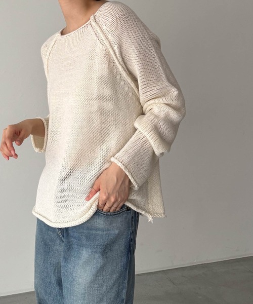 CANAL JEAN（キャナルジーン）の「El mar　ラグランサマーニット（ニット/セーター・レディース・グリーン/アイボリー/ベージュ・ONE SIZE）」の15枚目の写真