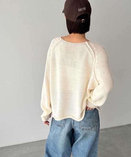 CANAL JEAN（キャナルジーン）の「El mar　ラグランサマーニット（ニット/セーター・レディース・グリーン/アイボリー/ベージュ・ONE SIZE）」の16枚目の写真