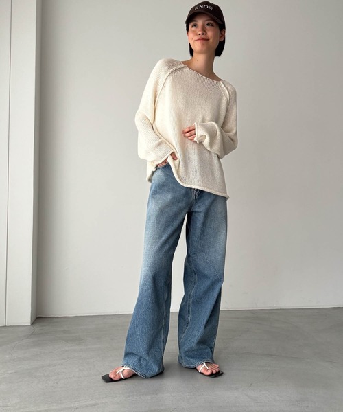 CANAL JEAN（キャナルジーン）の「El mar　ラグランサマーニット（ニット/セーター・レディース・グリーン/アイボリー/ベージュ・ONE SIZE）」の17枚目の写真