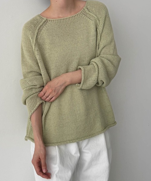 CANAL JEAN（キャナルジーン）の「El mar　ラグランサマーニット（ニット/セーター・レディース・グリーン/アイボリー/ベージュ・ONE SIZE）」の21枚目の写真