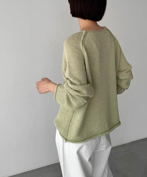 CANAL JEAN（キャナルジーン）の「El mar　ラグランサマーニット（ニット/セーター・レディース・グリーン/アイボリー/ベージュ・ONE SIZE）」の22枚目の写真