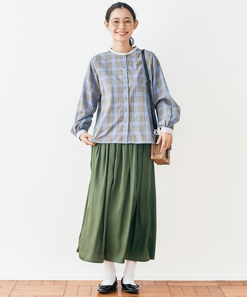 and myera(アンド マイラ)の「and myera クレリックなチェックブラウス(シャツ/ブラウス・レディース・ブルー系その他・X-LARGE/LARGE/MEDIUM/SMALL)」の6枚目の写真