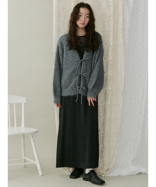 merry jenny（メリージェニー）の「Vネックおはなシアーカーディガン（カーディガン/ボレロ・レディース・アイボリー/グリーン/ライトブルー・FREE）」の10枚目の写真