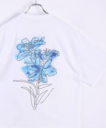 バックプリント 花柄Tシャツ 半袖 オーバーサイズ