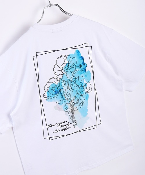 セール】バックプリント 花柄Tシャツ 半袖 オーバーサイズ（T