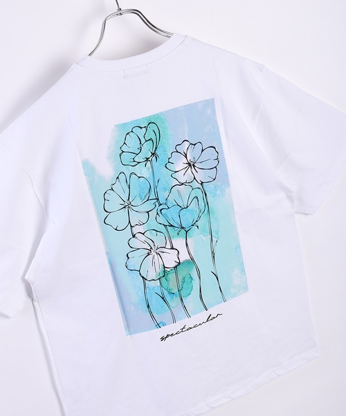 セール】バックプリント 花柄Tシャツ 半袖 オーバーサイズ（T
