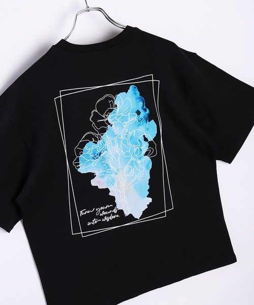 boohoo MAN★オーバーサイズ 半袖 バックプリント Tシャツ★花柄 セール】バックプリント 花柄Tシャツ 半袖 オーバーサイズ（T