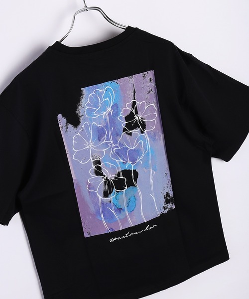 boohoo MAN★オーバーサイズ 半袖 バックプリント Tシャツ★花柄 送料無料 メンズ トップス Tシャツ ビックシルエット お花 花柄