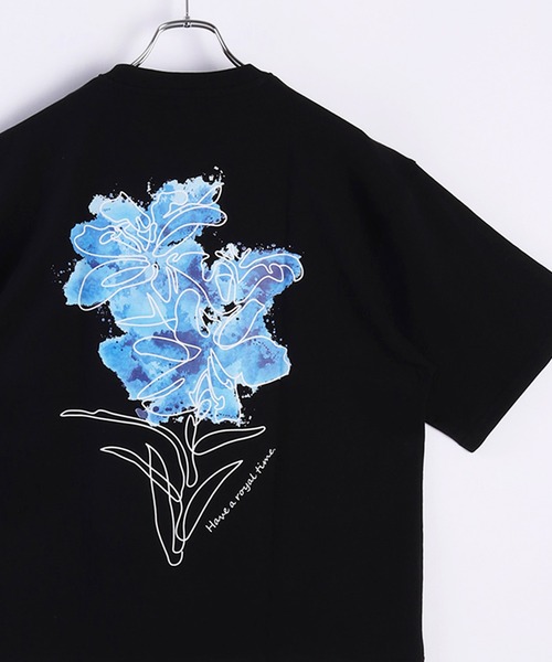 WESTSEA（ウエストシー）の「バックプリント 花柄Tシャツ 半袖 オーバーサイズ（Tシャツ/カットソー・メンズ・ブラック系その他/ホワイト系その他2/ブラック/ホワイト/ホワイト系その他/ブラック系その他2/ホワイト系その他3/ホワイト系その他4/ブラック系その他3/ブラック系その他4・L/M）」の6枚目の写真