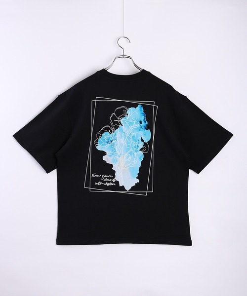 boohoo MAN★オーバーサイズ 半袖 バックプリント Tシャツ★花柄 送料無料 メンズ トップス Tシャツ ビックシルエット お花 花柄