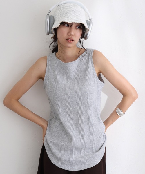 ElegChic(エレグシック)の「ボートネックランダムリブタンクトップ(タンクトップ・レディース・ホワイト/モカ/杢グレー/カーキ/ベージュ/ブラック・3L/4L/M/L/XL)」の4枚目の写真