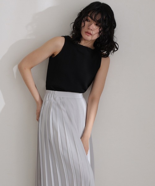 ElegChic(エレグシック)の「ボートネックランダムリブタンクトップ(タンクトップ・レディース・ホワイト/モカ/杢グレー/カーキ/ベージュ/ブラック・3L/4L/M/L/XL)」の3枚目の写真