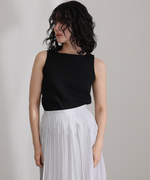 ElegChic(エレグシック)の「ボートネックランダムリブタンクトップ(タンクトップ・レディース・ホワイト/モカ/杢グレー/カーキ/ベージュ/ブラック・3L/4L/M/L/XL)」の7枚目の写真