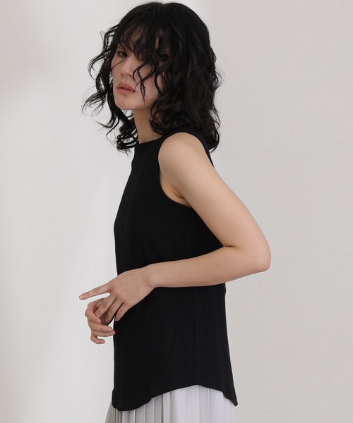 ElegChic(エレグシック)の「ボートネックランダムリブタンクトップ(タンクトップ・レディース・ホワイト/モカ/杢グレー/カーキ/ベージュ/ブラック・3L/4L/M/L/XL)」の8枚目の写真