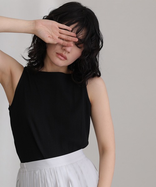 ElegChic(エレグシック)の「ボートネックランダムリブタンクトップ(タンクトップ・レディース・ホワイト/モカ/杢グレー/カーキ/ベージュ/ブラック・3L/4L/M/L/XL)」の9枚目の写真