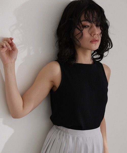 ElegChic(エレグシック)の「ボートネックランダムリブタンクトップ(タンクトップ・レディース・ホワイト/モカ/杢グレー/カーキ/ベージュ/ブラック・3L/4L/M/L/XL)」の10枚目の写真