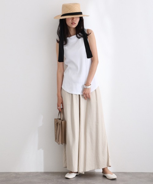 ElegChic(エレグシック)の「ボートネックランダムリブタンクトップ(タンクトップ・レディース・ホワイト/モカ/杢グレー/カーキ/ベージュ/ブラック・3L/4L/M/L/XL)」の15枚目の写真