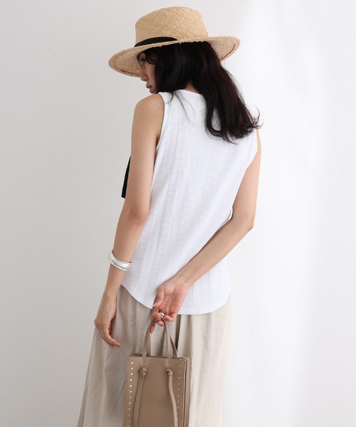 ElegChic(エレグシック)の「ボートネックランダムリブタンクトップ(タンクトップ・レディース・ホワイト/モカ/杢グレー/カーキ/ベージュ/ブラック・3L/4L/M/L/XL)」の17枚目の写真