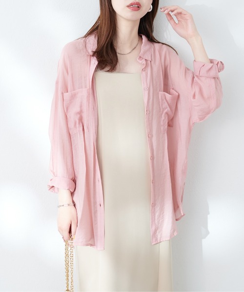 natural couture（ナチュラルクチュール）の「Wポケットシアーシャツ 