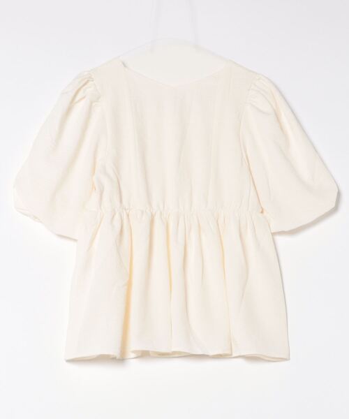 AZUL by moussy(アズールバイマウジー)の「フクレジャガードペプラムブラウス(Tシャツ/カットソー・レディース・アイボリー/ブラック・SMALL/MEDIUM)」の3枚目の写真