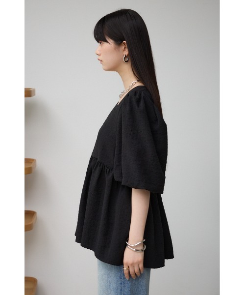 AZUL by moussy(アズールバイマウジー)の「フクレジャガードペプラムブラウス(Tシャツ/カットソー・レディース・アイボリー/ブラック・SMALL/MEDIUM)」の19枚目の写真