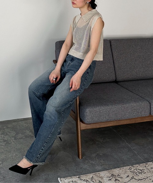 ポリニアン FLLイアンナ(グレーフレッシュ) + オープンバックセーター 新品 予約》Higuchi*Sアラン柄ルーズニット（ニット／セーター